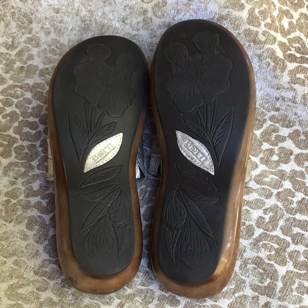 Born Iridescent Gold Leather Slide Sandals Sz 10 - Picture 4 of 7